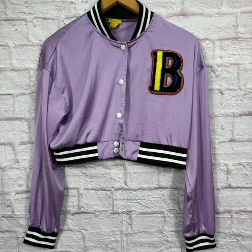 Daisy Purple Cropped Varsity Jacket Size Medium NWT