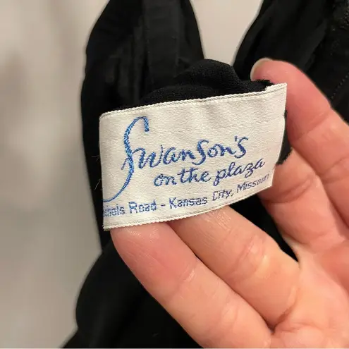 Stunning vintage 70’s rayon slinky skinny strap elastic waist wide leg jumpsuit Black Size XS