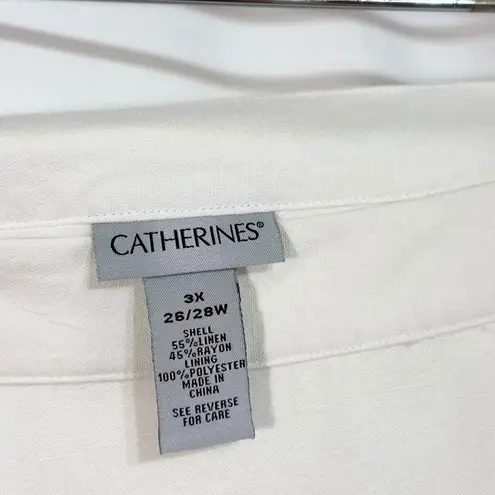 Catherines Plus Size 26W 28W Midi Skirt 3X White Linen A