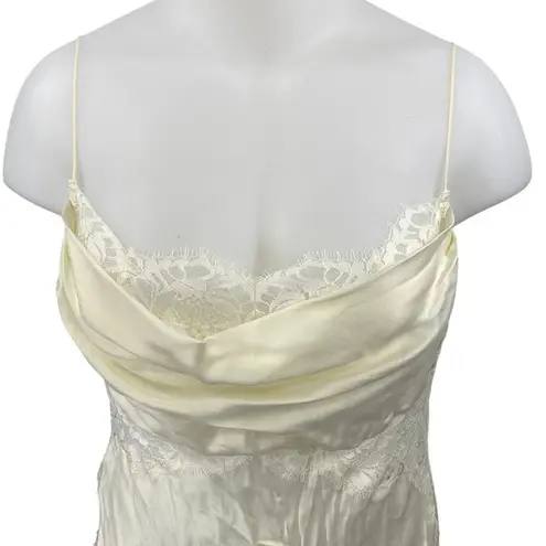 For Love & Lemons Cream Silk Satin Sleeveless Lace Cowl Cami Tank Mini Dress XL