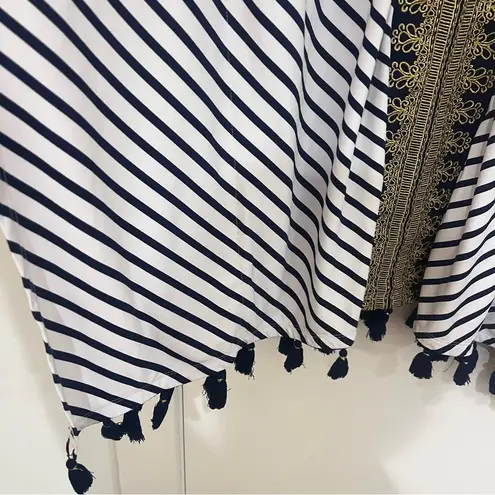 Cabana Life Navy and White Stripped Caftan with Gold Embroidery Size undefined