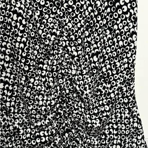 Vintage Y2K Black White Ruched Dot Print Sleeveless Top 90s 00s Size Large