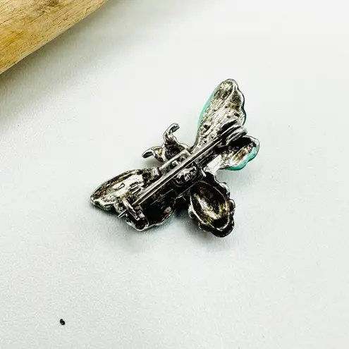 Vintage Hand Painted Bee Brooch Bee Pin Blue