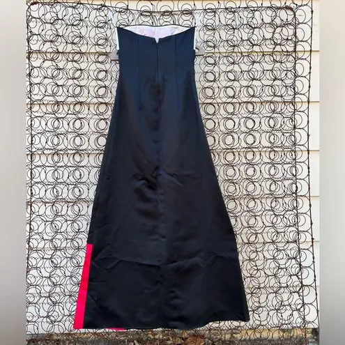 Jessica McClintock Y2K color block strapless A line prom dress black white pink - Image 3
