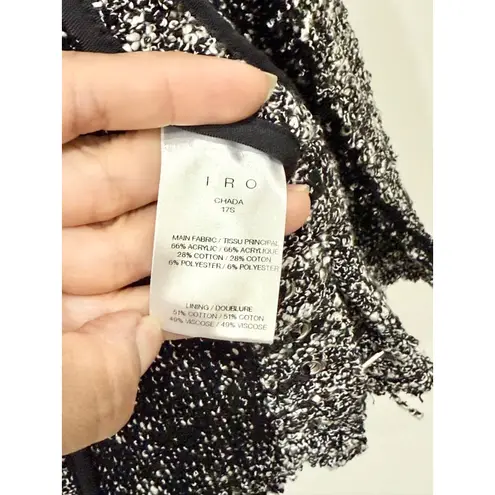 IRO Chada Tweed Boucle Knit Raw Hem Open Front Blazer Jacket Gray Women's Size 2