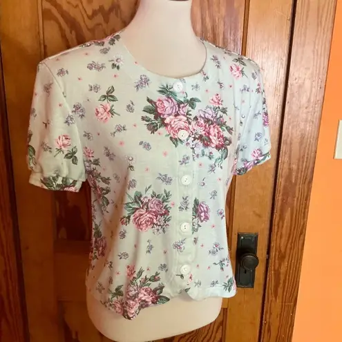 Vintage 90s Fritzi of California girly floral button down top Size M