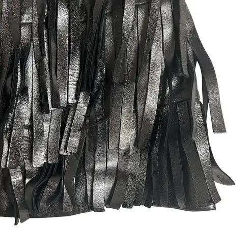 ALLSAINTS Aisha Silver Metallic Fringe Leather Mini Skirt Size 2
