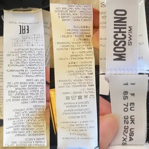 Moschino Glitter Halter Cutout One Piece Swimsuit Black XS NWT