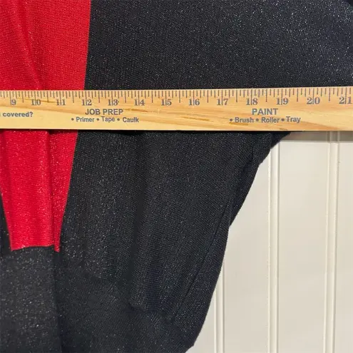 Style & Co  Petite Sweater PL L Red Black Color Block Metallic Cowl Neck Holiday