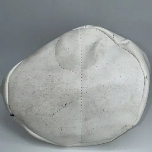 Handmade  VNTG Tennis Rackets Top Handle Tote Bag White Vinyl Emroidered Handbag