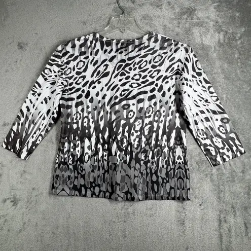 Jess & Jane Shirt Animal Print Cheetah Embellished White Black Small Petitie Size undefined