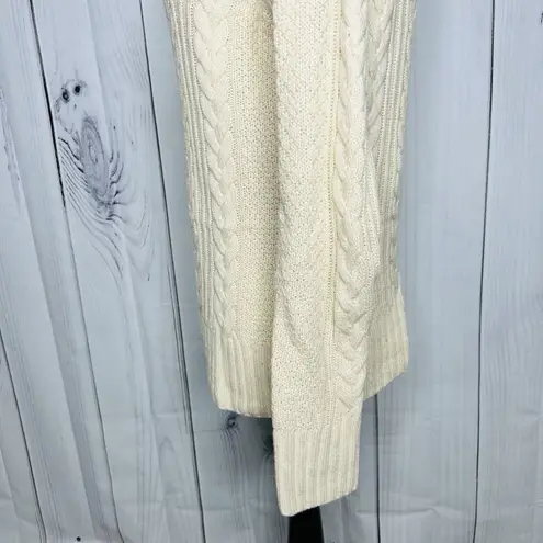 Brooks Brothers Cream Cable Knit Cowl Neck Merino Wool Camel Hair Sweater Sz M