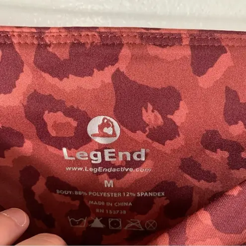 Leg End Burnt Orange Leopard Print Active Wear Pocket Leggings Size M Size M