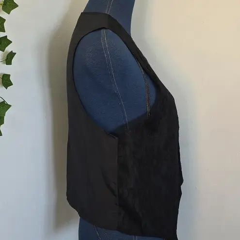 Vintage Black Lace Overlay Open Front Vest By Liz Sinclair Size undefined