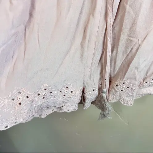 Lost + Wander Womens Eyelet Crocheted Lace Romper Dusty Pink Size Small Dressy