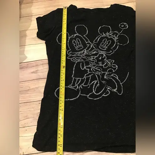 Disney  parks womans size small black silver glitter Mickey & Minnie Mouse