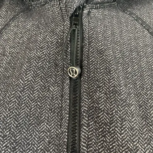 Lululemon Daily Practice Jacket Heathered Herringbone Black Gray Full Zip Sz 8