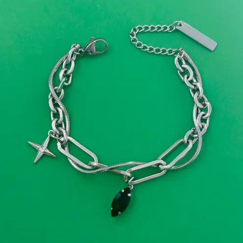 Star Link Chain Bracelet for Men Women Streetwear Punk Hip Hop Unisex Bracelet Silver