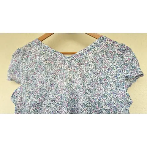 Denim & Supply Ralph Lauren Womens XL Blue Floral Voile Button-Front Top Cottage