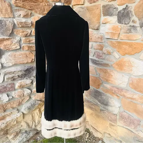 Vintage Black Velvet Coat with Mink Fur Trim