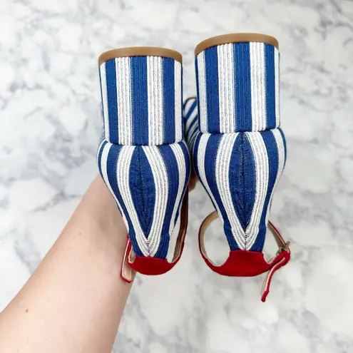 LK Bennett Hadley Blue White Striped Closed Courts Heels Size 9