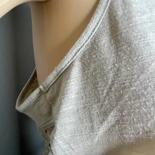 Weavers Beige Sleeveless Scoop Neck Racerback With Floral Design Size Medium