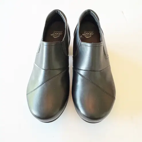 ABEO 24/7 Women's Carin Black Leather Comfort Slip Resistant Clog Shoes Size 6.5