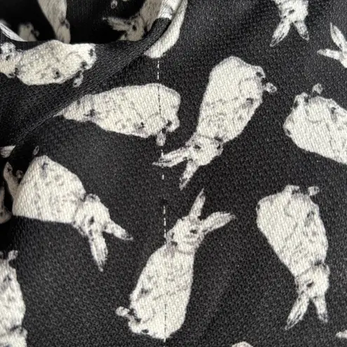 Moon Top Rabbit Print Blouse Black White Exaggerated Peter Pan Collar Bow Tie
