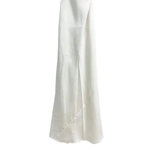Lulus Effortlessly Sensational White Satin Backless Maxi Dress size XXS NWT