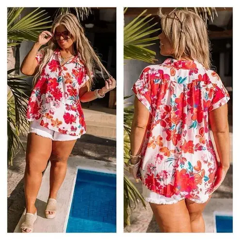 NWT Emily Wonder Women's Floral Short Sleeve Top Blouse Multi