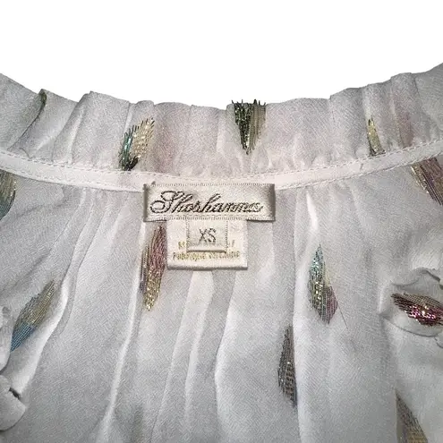 Shoshanna NWT Alisha Metallic Chiffon Long Sleeve Top XS