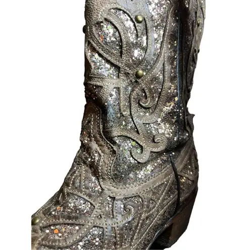 Corral  Women’s Western Square Toe Marsha Orin Glittered Cowboy Boots Size 7