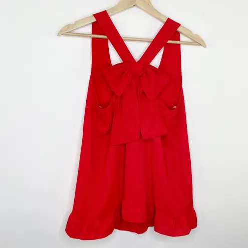 Tinley Red Round Neck Tie Bow Back Sleeveless Tank Top Women's Size Small S