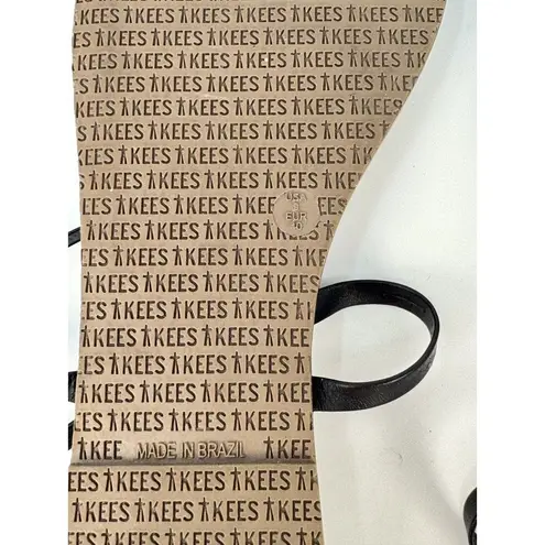 Tkees Phoebe Womens Sandals Black Leather Crossover Strap Flat Comfort US 9