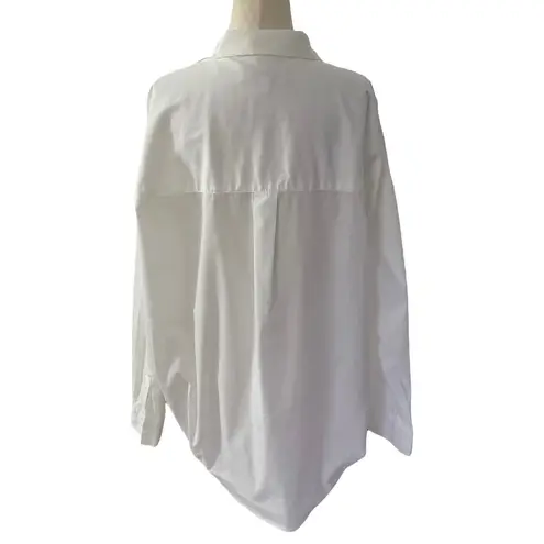 Magaschoni White Oversized Poplin Shirt Women Top Size Medium | 55-3