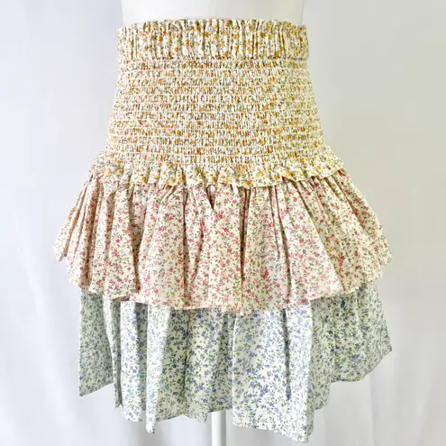 Petersyn New Floral Print Tiered Ruffle Smocked Skirt Asia Patio