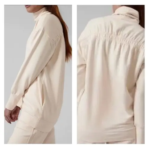 Athleta  Balance Cinch turtleneck cream pull over sweatshirt L thumbnail 6