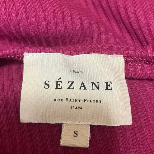 Sézane Sezane Women's Pink Long Sleeve Square Ribbed Knit One Piece Bodysuit Top Size S