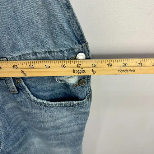 Lucky Brand  Cutoff Shortalls Women XL Light Wash Distressed Coastal Cowgirl Boho