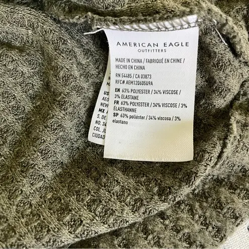 American Eagle Sage Green Waffle Knit Button Down Cozy Sweater Dress size Large