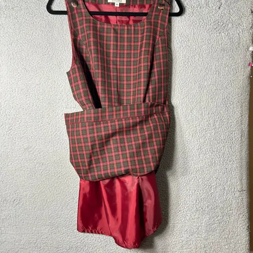Lorianna Jumper Dress Womens 10 Brown Red Plaid Mini Preppy Academia NEW
