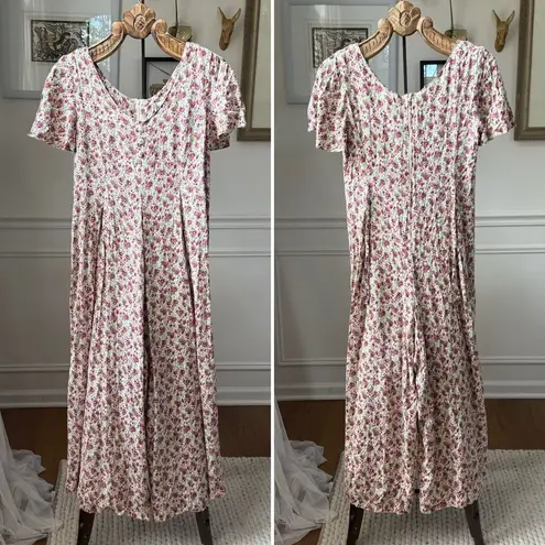 Vintage 90s Jeffrey & Dara Floral Print Wide Leg Jumpsuit 12 Petite Pink Size 12P