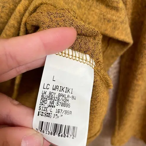 LC Waikiki Golden Yellow Super Soft Crewneck Long Sleeve Sweater, Large