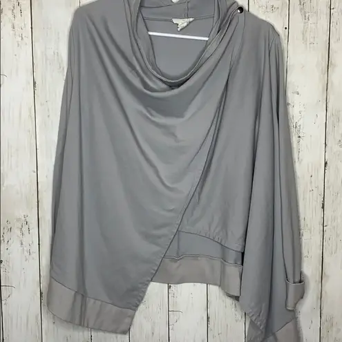 Loft Lounge gray drape wrap sweatshirt EUC