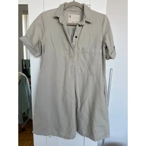 Pilcro Anthropologie Beige Oversized Utility Khaki Dress Women’s, Size XS, EUC Tan