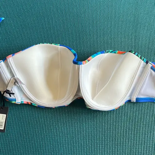 Fig Leaves Blue Fiji Underwire Bunny Tie Crop Bikini Top Swim 34DD NWT Palm Size undefined