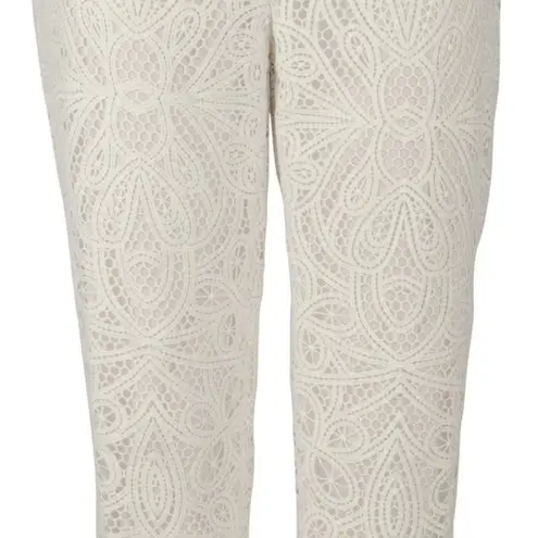 Lauren Ralph Lauren Women’s Leodir Scalloped Lace Overlay Pants – Size 6, White