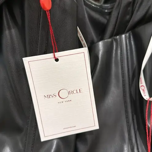 NWT Miss Circle Maayan Black Vegan Leather Corset High SlitDrop Waist Maxi Dress