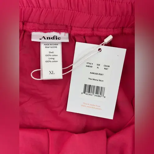 ANDIE NWT The Mona Skirt Size XL Pink Eyelet Midi 100% Cotton Scalloped Hem