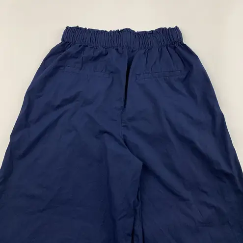Maeve PETITE Navy Blue Poplin High Rise Wide Leg Cropped Pant SP